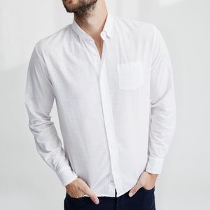 Frank & Eileen Men’s “ Luke “ White Button Down Cotton Shirt Size Large